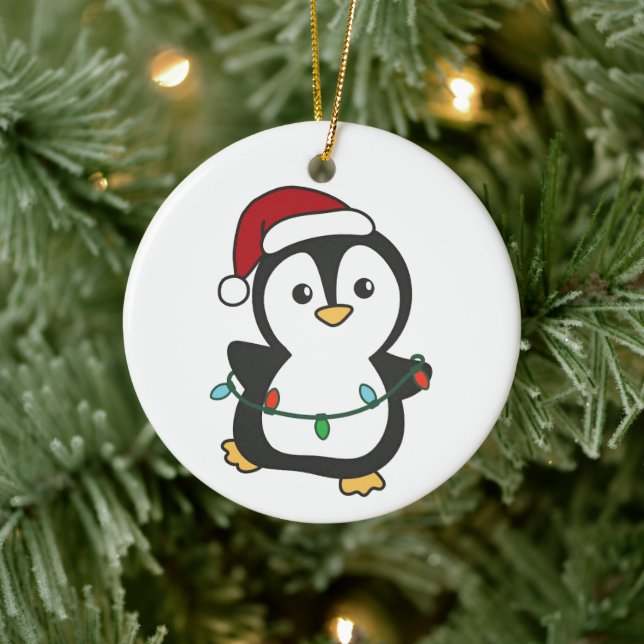 Adorno De Cerámica Pingüinos Navidades de pingüino en invierno (Árbol)