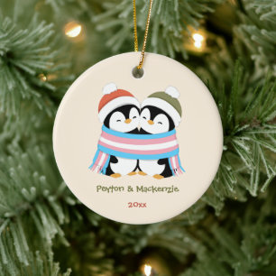 Adorno De Cerámica Pingüinos Navideños Trans Personalizados Acogedore