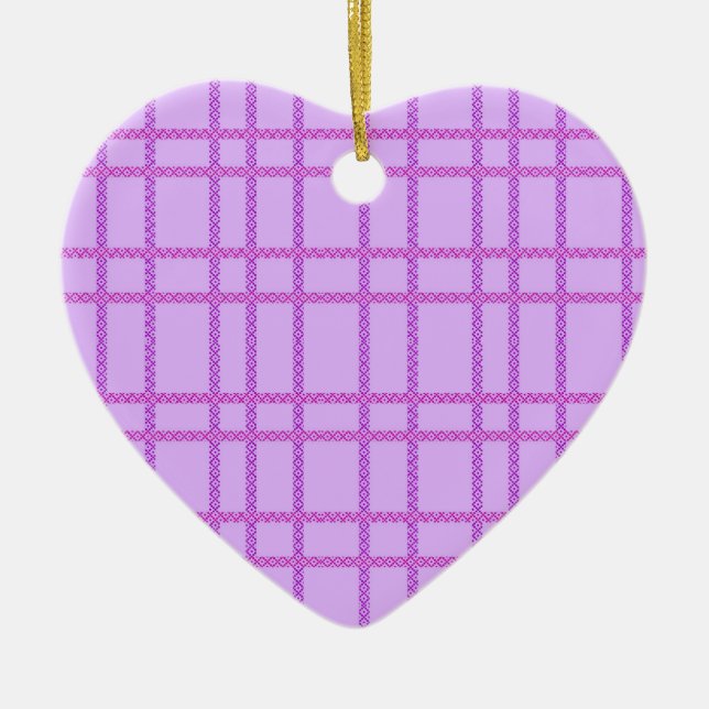 Adorno De Cerámica Pink and purple flower checkered pattern (Frente)