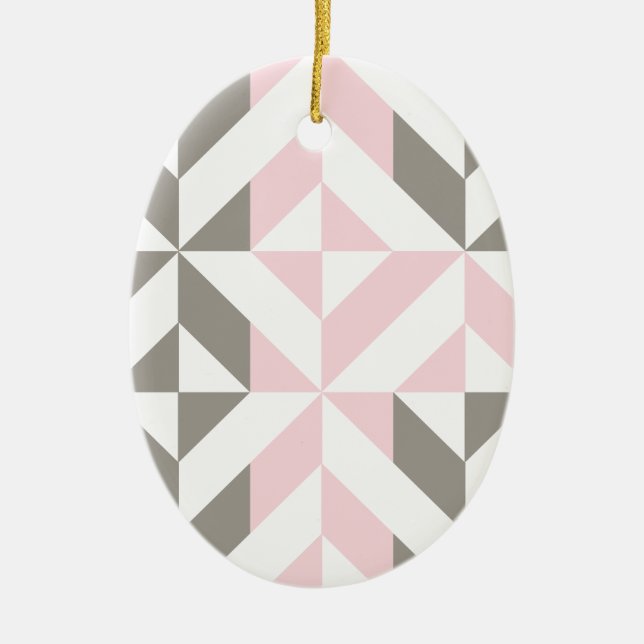 Adorno De Cerámica Pink and Silver Geometric ZigZag (Frente)