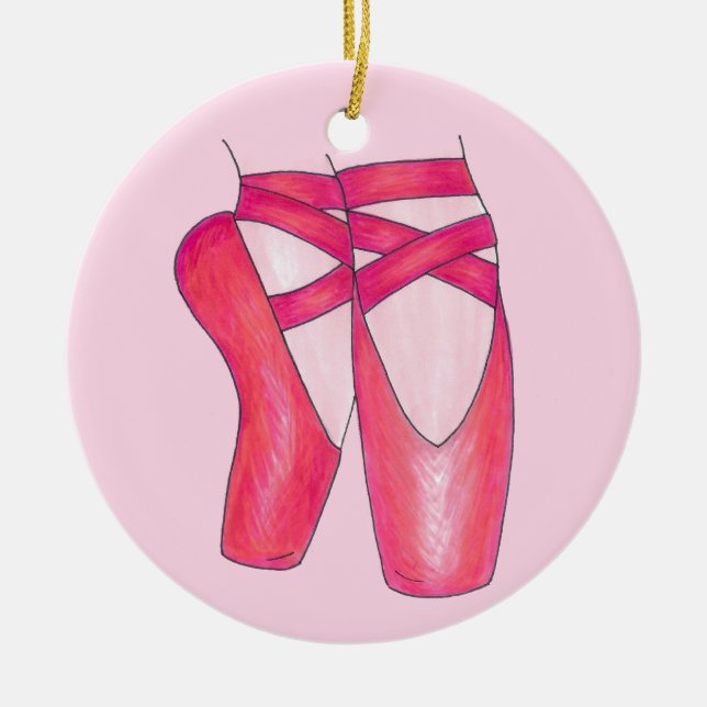 Adorno De Cerámica Pink Ballet Pointe Shoes Dance Teacher Ballerina (Frente)