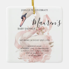 Adorno De Cerámica Pink Bow Girl Baby Shower