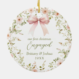 Adorno De Cerámica Pink Floral Girly Coquette 1er Navidades compromet