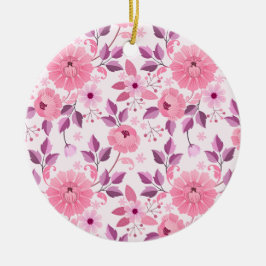 Adorno De Cerámica Pink Floral Pattern with Elegant Blossoms