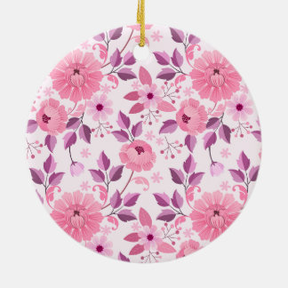 Adorno De Cerámica Pink Floral Pattern with Elegant Blossoms