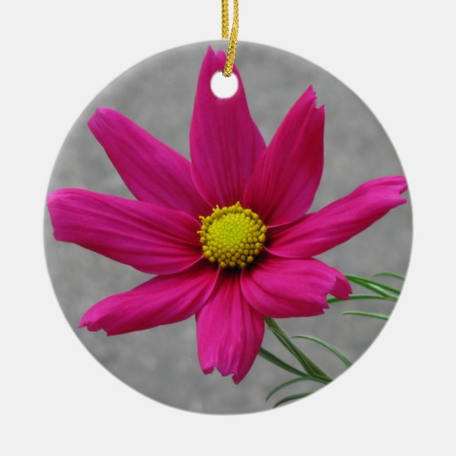 Adorno De Cerámica Pink Flower custom ornament (Frente)