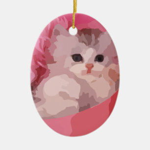 Adorno De Cerámica pink fluffy kitten