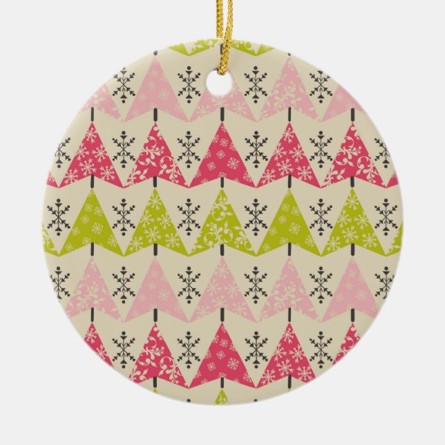 Adorno De Cerámica Pink & green Christmas trees (Frente)