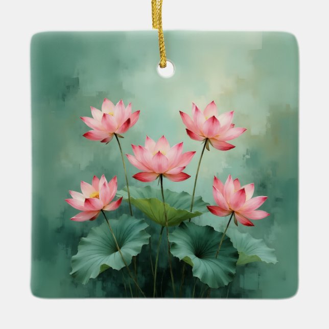 Adorno De Cerámica Pink Lotus Artwork  (Anverso)