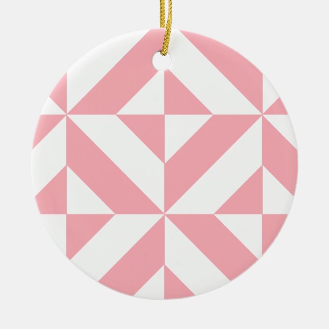 Adorno De Cerámica Pink Melon Geometric Deco Cube Pattern (Frente)