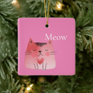 Adorno De Cerámica Pink Meow Cat