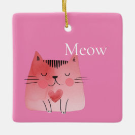 Adorno De Cerámica Pink Meow Cat