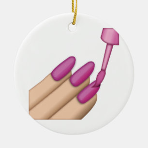 Adorno De Cerámica Pink Nail Polaco - Emoji