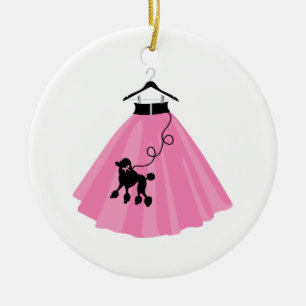 Adorno De Cerámica Pink Poodle Skirt