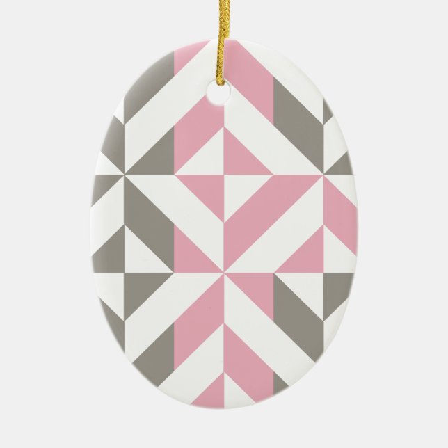Adorno De Cerámica Pink Raspberry and Silver Geometric ZigZag (Frente)