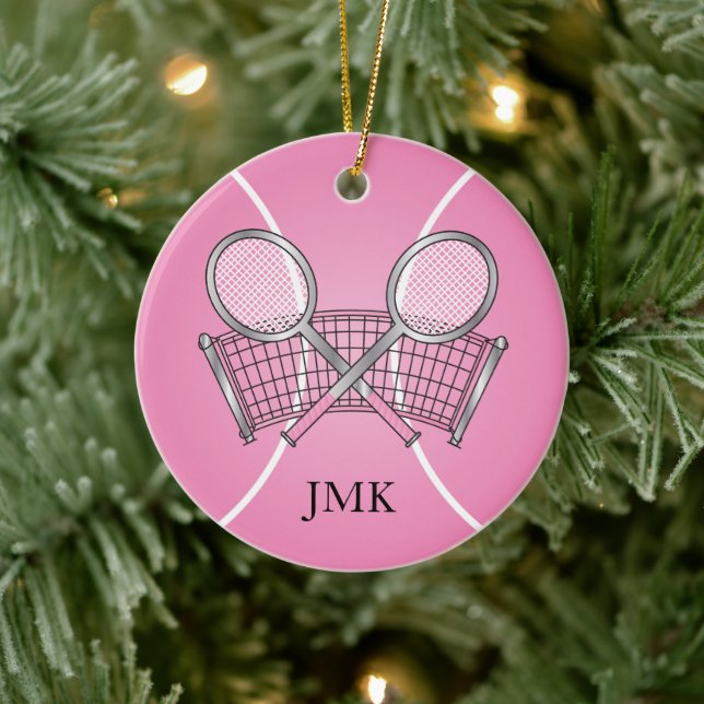 Adorno De Cerámica Pink Tennis Ball | Personalizar (Árbol)