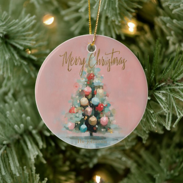 Adorno De Cerámica Pink Velvet Christmas Tree Ornament  (Árbol)