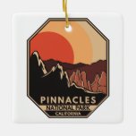 Adorno De Cerámica Pinnacles National Park Minimal Retro Emblem<br><div class="desc">Pinnacles vector artwork design. The park is an American national park protecting a mountainous area located east of the Salinas Valley in Central California.</div>