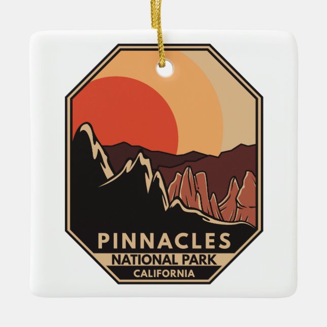 Adorno De Cerámica Pinnacles National Park Minimal Retro Emblem (Anverso)