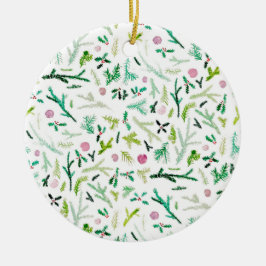 Adorno De Cerámica Pino, acebo y Sugarplums