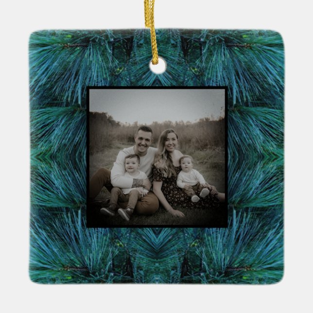 Adorno De Cerámica Pinos Rústicos bosques de pinos verdes evergreen (Anverso)