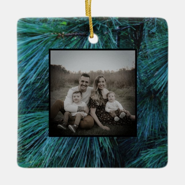 Adorno De Cerámica Pinos Rústicos bosques de pinos verdes evergreen (Anverso)