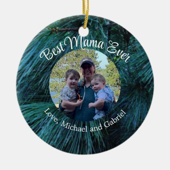 Adorno De Cerámica Pinos Rústicos bosques de pinos verdes evergreen (Frente)