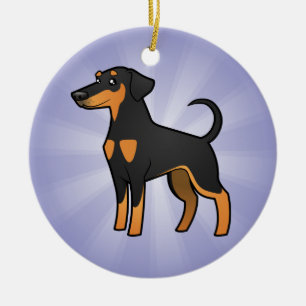 Adorno De Cerámica Pinscher del Doberman del dibujo animado (oídos