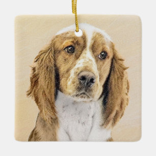 Adorno De Cerámica Pintado español de Springer galesa - Arte de perro