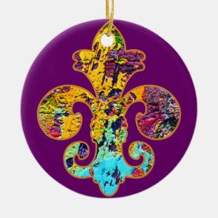 Adorno De Cerámica Pintado Fleur de lis 4
