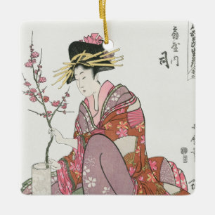 Adorno De Cerámica Pintadora vintage japonesa Pintando carpintería de