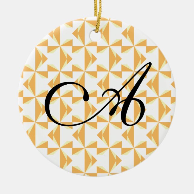 Adorno De Cerámica Pintas de calabaza iniciales personalizadas (Frente)