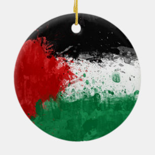 Adorno De Cerámica Pinte la bandera de Palestina del Grunge del arte