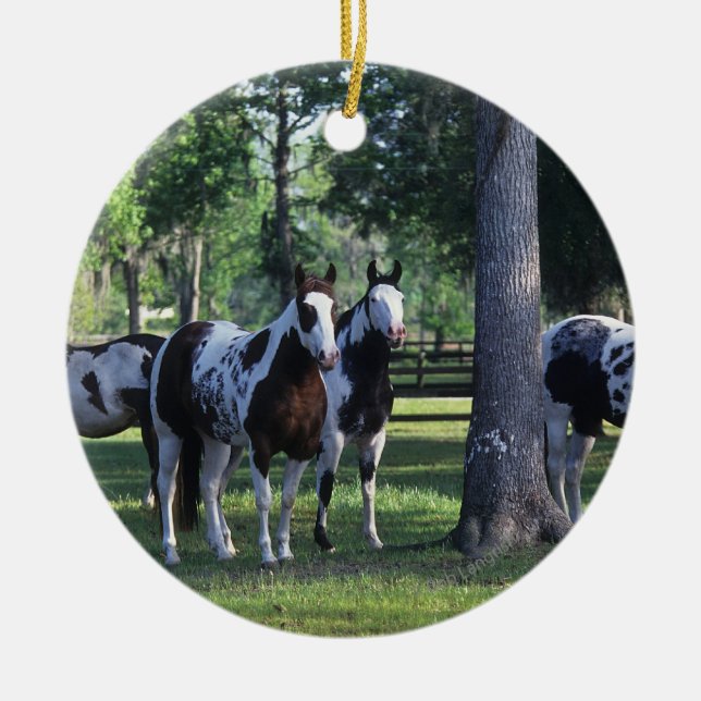 Adorno De Cerámica Pinte los caballos en los árboles (Frente)