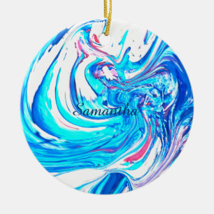 Adorno De Cerámica Pintura acrílica azul Resumen Remolque