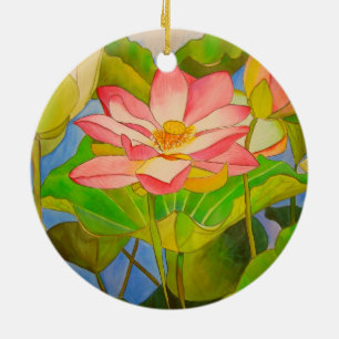 Adorno De Cerámica Pintura acuarela rosa Lotus