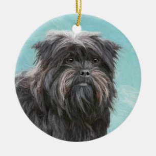 Adorno De Cerámica Pintura Affenpinscher - Arte Perro Original Cuto