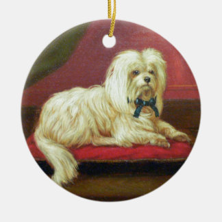Adorno De Cerámica Pintura antigua maltesa del navidad blanco