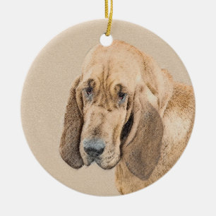 Adorno De Cerámica Pintura Bloodhound - Arte de perro original lindo
