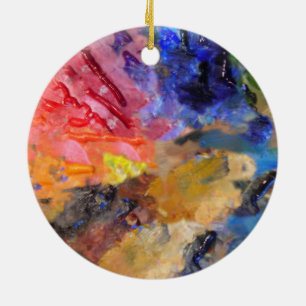 Adorno De Cerámica Pintura colorida de la paleta del pintor artista