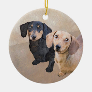 Adorno De Cerámica Pintura Dachshund (suave) - Arte Perro Original