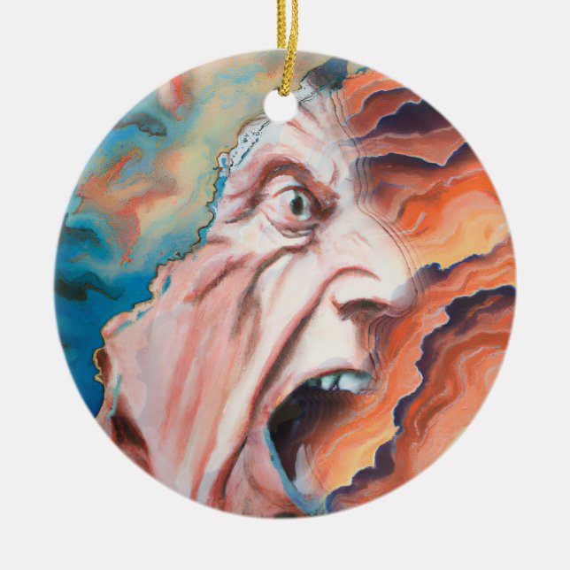 Adorno De Cerámica Pintura de aceite de ondas de pánico (Frente)