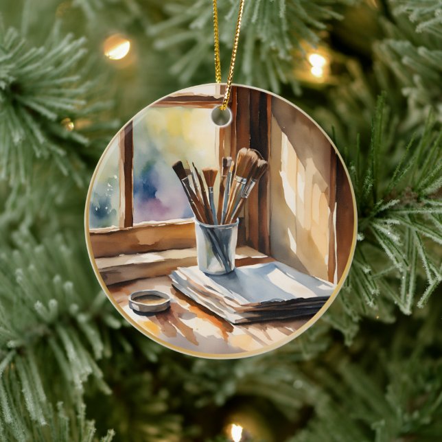 Adorno De Cerámica Pintura de acuarela (Árbol)