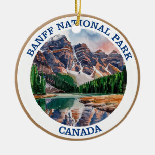 Adorno De Cerámica Pintura de acuarela del Parque Nacional Banff