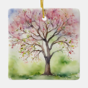 Adorno De Cerámica Pintura de árbol acuarela