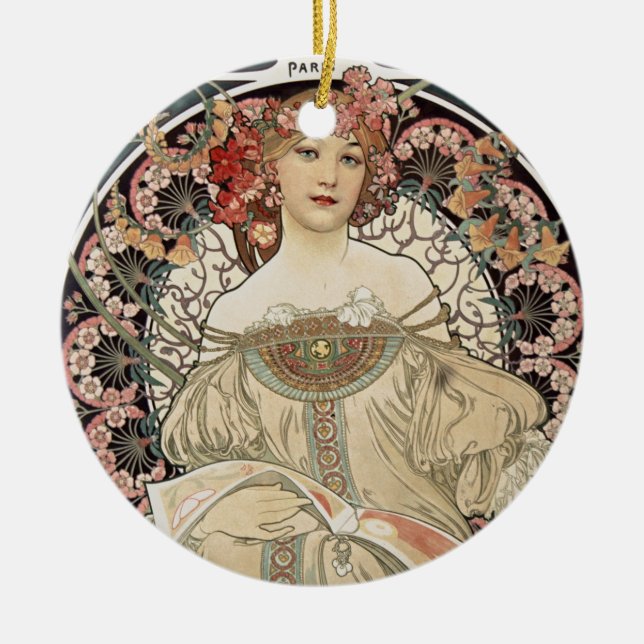 Adorno De Cerámica Pintura de Art Nouveau Art Nouveau de la época de  (Frente)