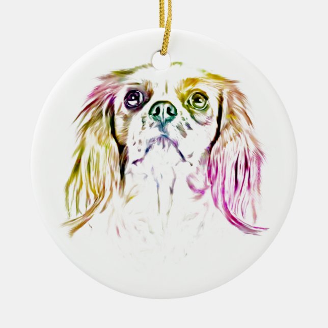 Adorno De Cerámica Pintura de arte canino Cavalier King Charles Spani (Frente)
