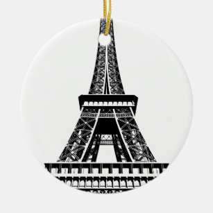 Adorno De Cerámica Pintura de arte de la Torre Eiffel Blanco Negro de
