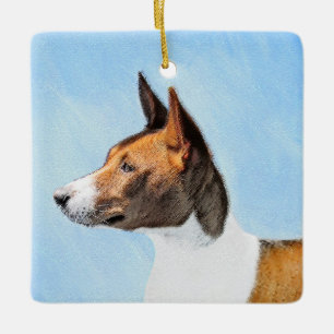 Adorno De Cerámica Pintura de Basenji - Arte original muy bonito