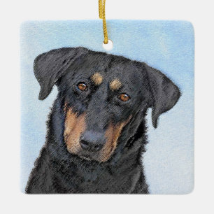 Adorno De Cerámica Pintura de Beauceron - Arte de perro original y bo